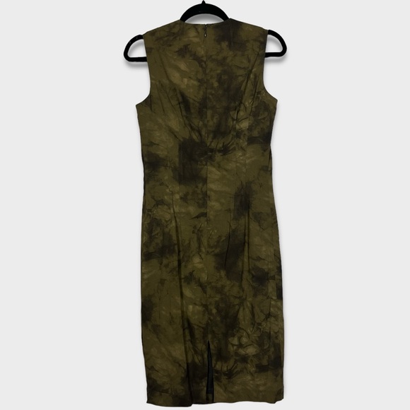 Michael Kors Collection Sheath Dress Size 10 Midi Length Sleeveless Olive Italy - Picture 5 of 12